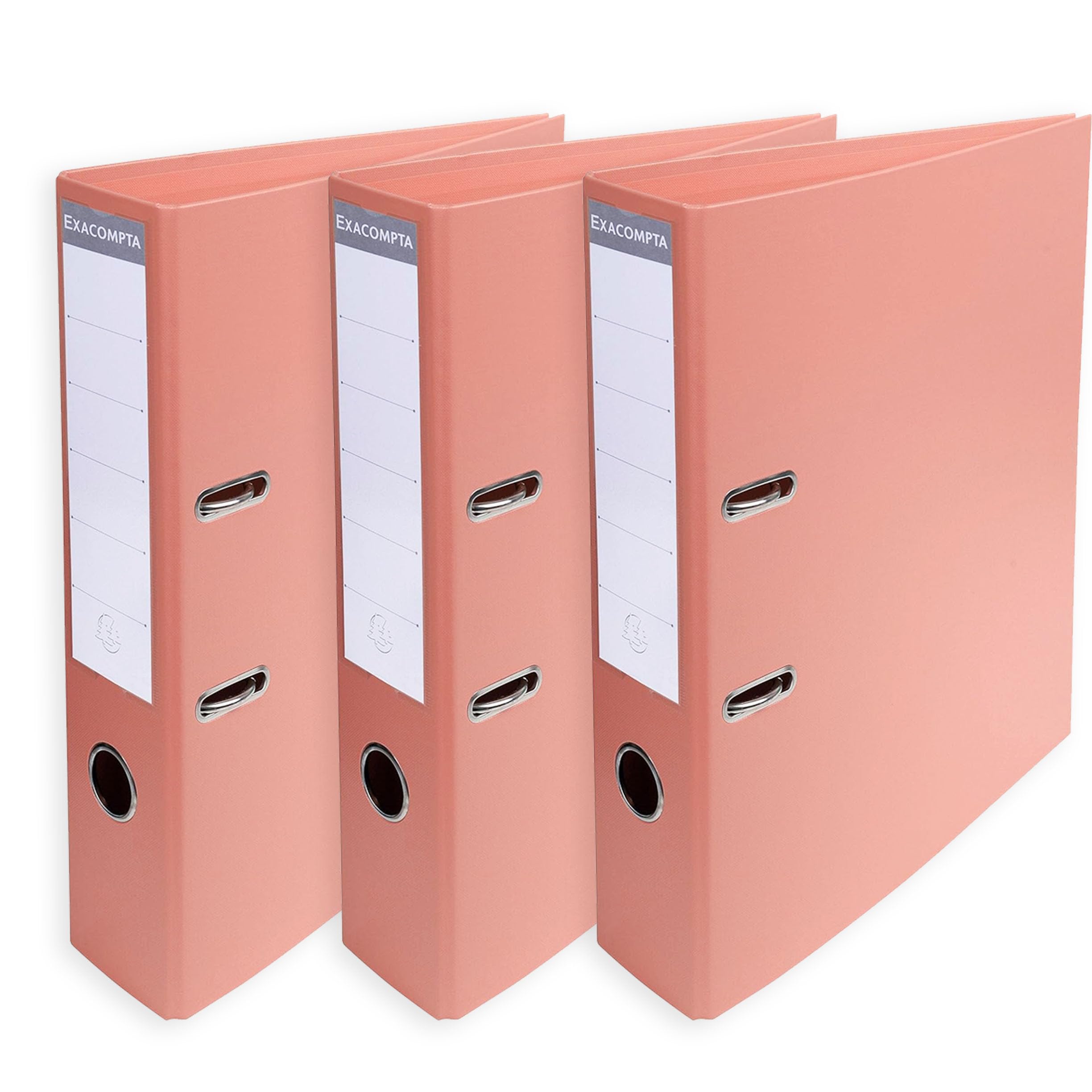 Exacompta A4 Prem'Touch PVC Lever Arch File - 2 Rings, 320 x 290mm, 70mm Spine, 75mm Rings, FSC-Certified (3, Salmon)