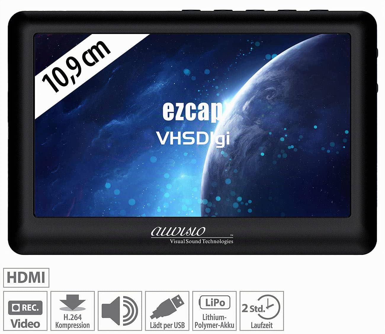 auvisio Videorekorder: Video-Rekorder für analoge Quellen, 4,3" / 10,9 cm Farbdisplay, Akku (Video Grabber, Capture, Card)