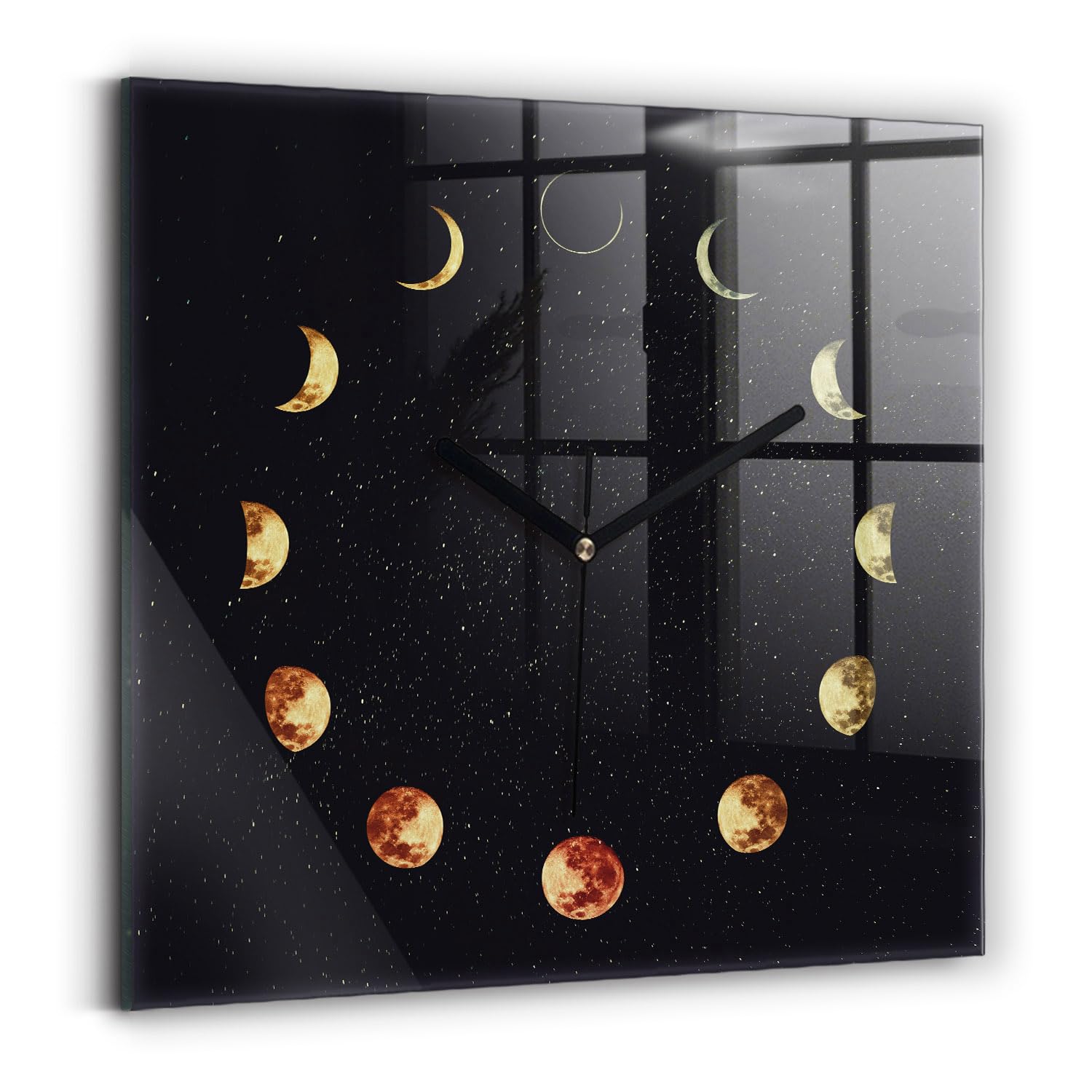 Horloge murale moderne Wallfluent : observez les phases de la lune dans un silence absolu