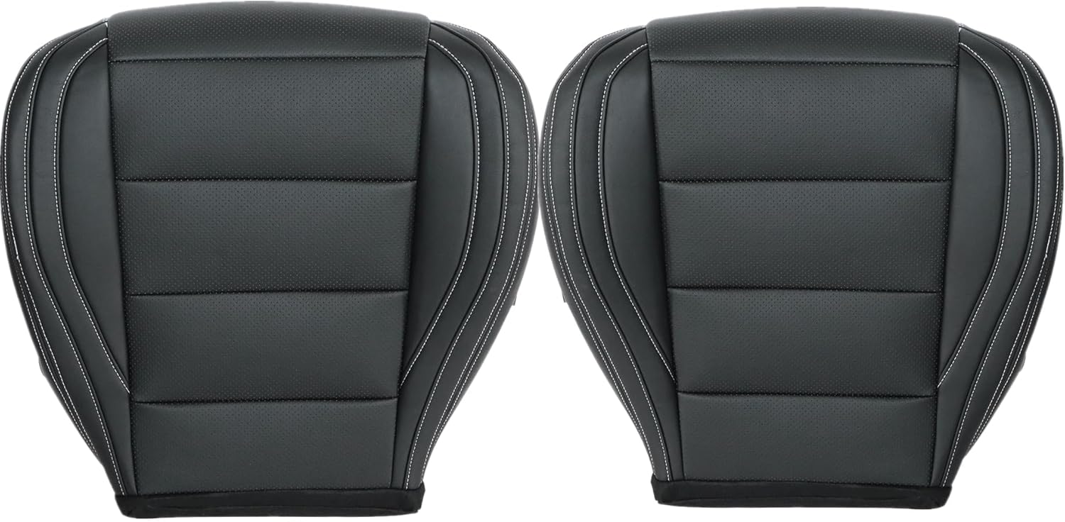 Driver & Passenger Side Bottom Perforated Leather Seat Cover Black Compatible with Ford Mustang 2015 2016 2017 2018 2019 2020 2021 2022 2023