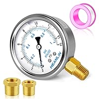 Vista 20 de MEANLIN MEASURE - Manómetro electromecánico de acero inoxidable, relleno de líquido, esfera con cara de 2.5 pulgadas, NPT de 1/4 de pulgada, agua