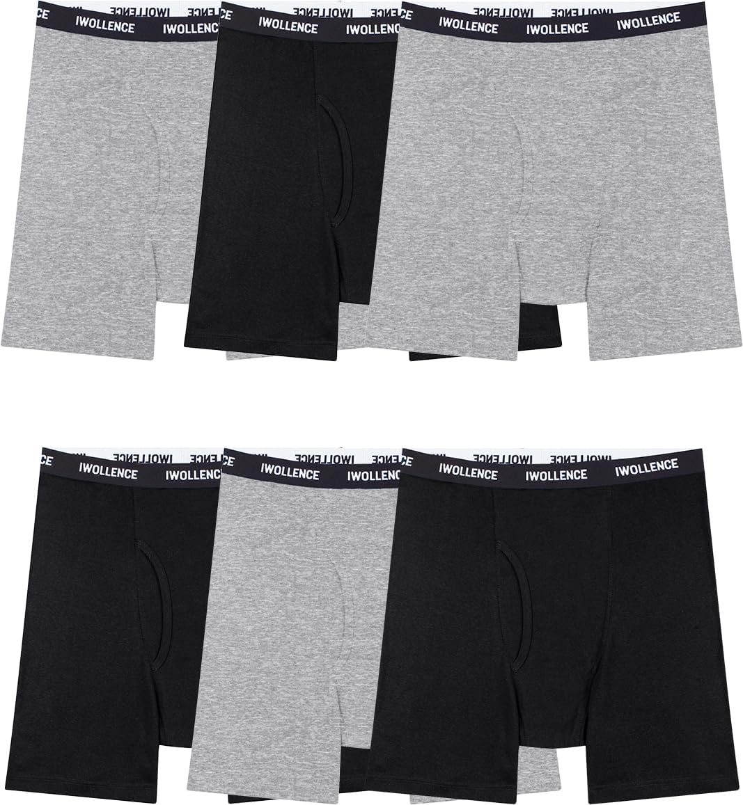 IWOLLENCE Men's Boxer Briefs Breathable Soft Moisture-Wicking Cotton Underwear with Comfort Flex Waistband, Multipack - Image 5