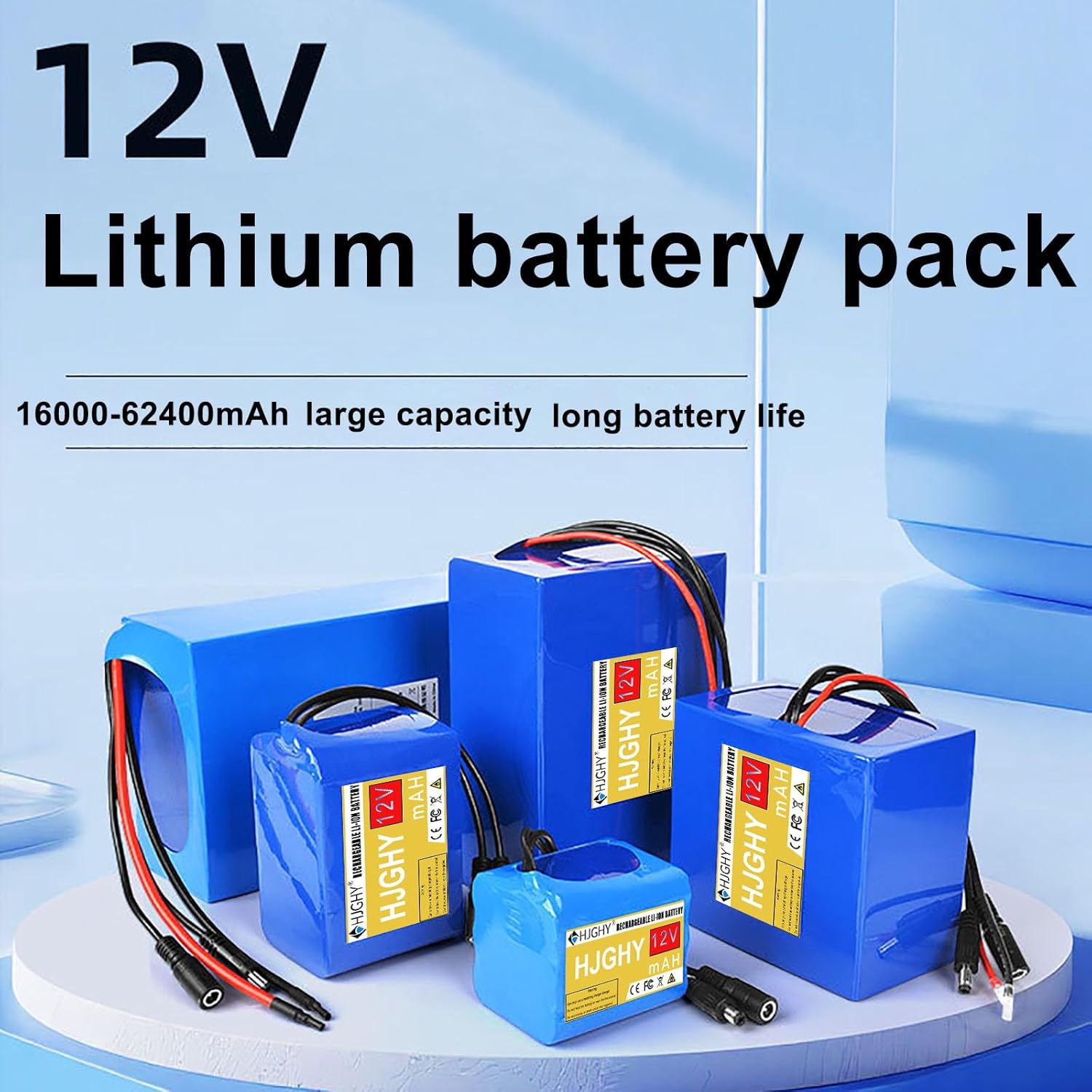 PVC Lithium Battery 12V 16000mAh 26000mAh 36400mAh 46800mAh 52000mAh 62400mAh Lithium Battery Pack with DC Charger for Sprayer/Speaker/Router