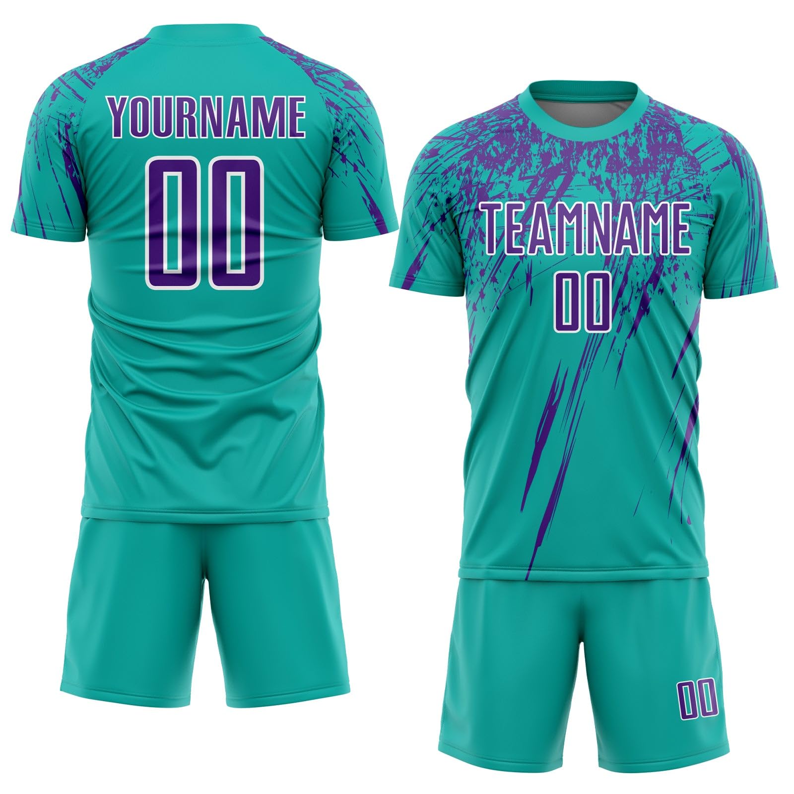 Generic Custom Soccer Jerseys for Boys Men Women Youth, Aqua Purple White Personalized Soccer Jersey Printed Name Number Logo Sports Jersey