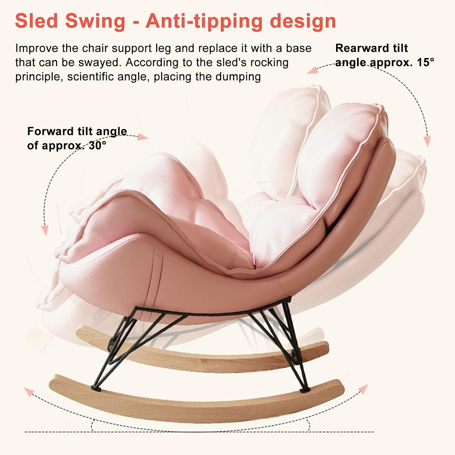 Modern Chairs Nursery Rocking Glider Chair Rocker Armchair Recliner Chair Indoor Comfy Mid-Century Chair for Mom,Faux Leather Soft Cushion Seat,Blue