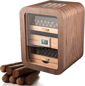 Electric Cigar Humidor Cabinet with Humidity & Temperature Control, 110 Count Capacity, Spanish Cedar Shelves, for Men