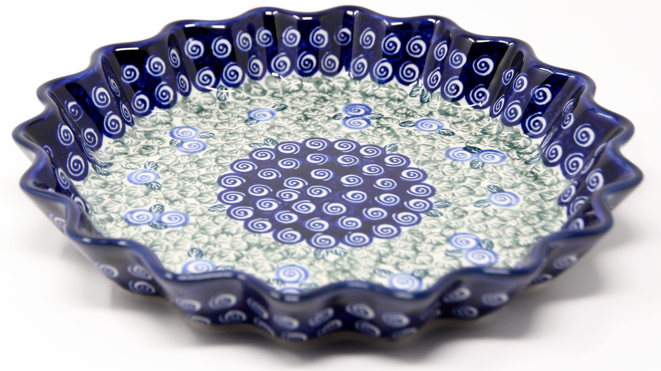 Polish Pottery Quiche Dish/Scalloped Pie 10.25