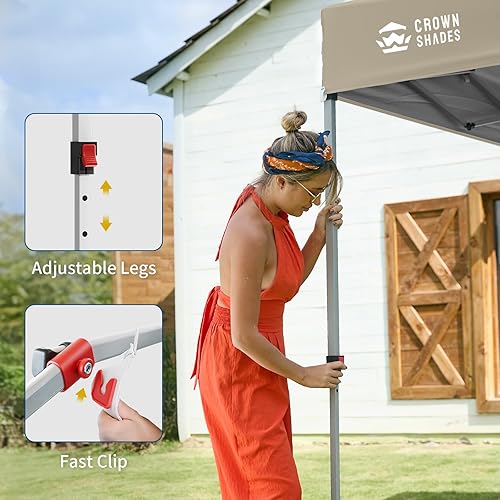 Miniatura 4 de CROWN SHADES - Toldo desplegable de 10 x 10 pies con 1 pared lateral, tienda de campaña de playa que se arma con solo presionar un botón, glorieta