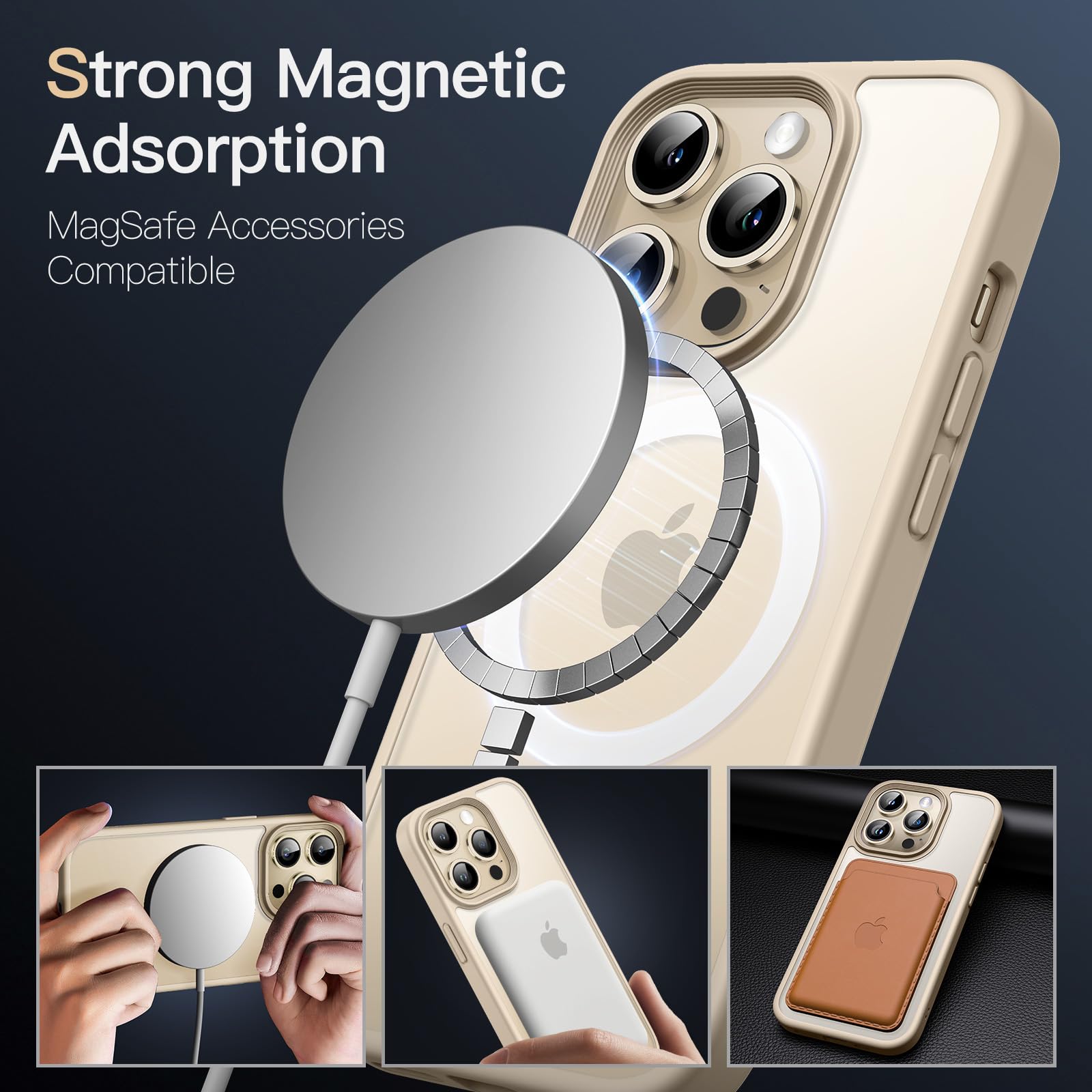 Telaso Cover Per IPhone 14 Pro Max Con MagSafe – Custodia Traslucida Opaca Antiurto Con Glitter A Stelle – Verde E Rosa - 3