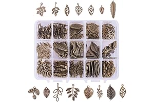 PH PandaHall 150pcs 15 Styles Ethereal Leaf Charms Embrace Nature's Allure
