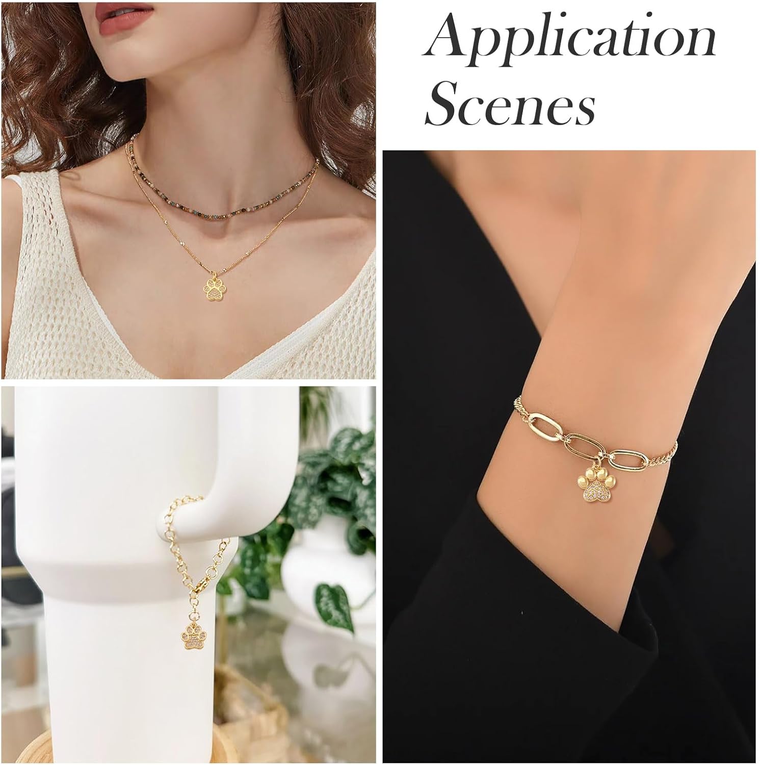 Pandahall 10Pcs Brass 18K Gold Plated Paw Charms Cubic Zirconia Footprint Pendant Dog Cat Pet Paw Prints Dangle Charms with Jump Rings for DIY Jewelry Making Bracelet Necklace - Image 4