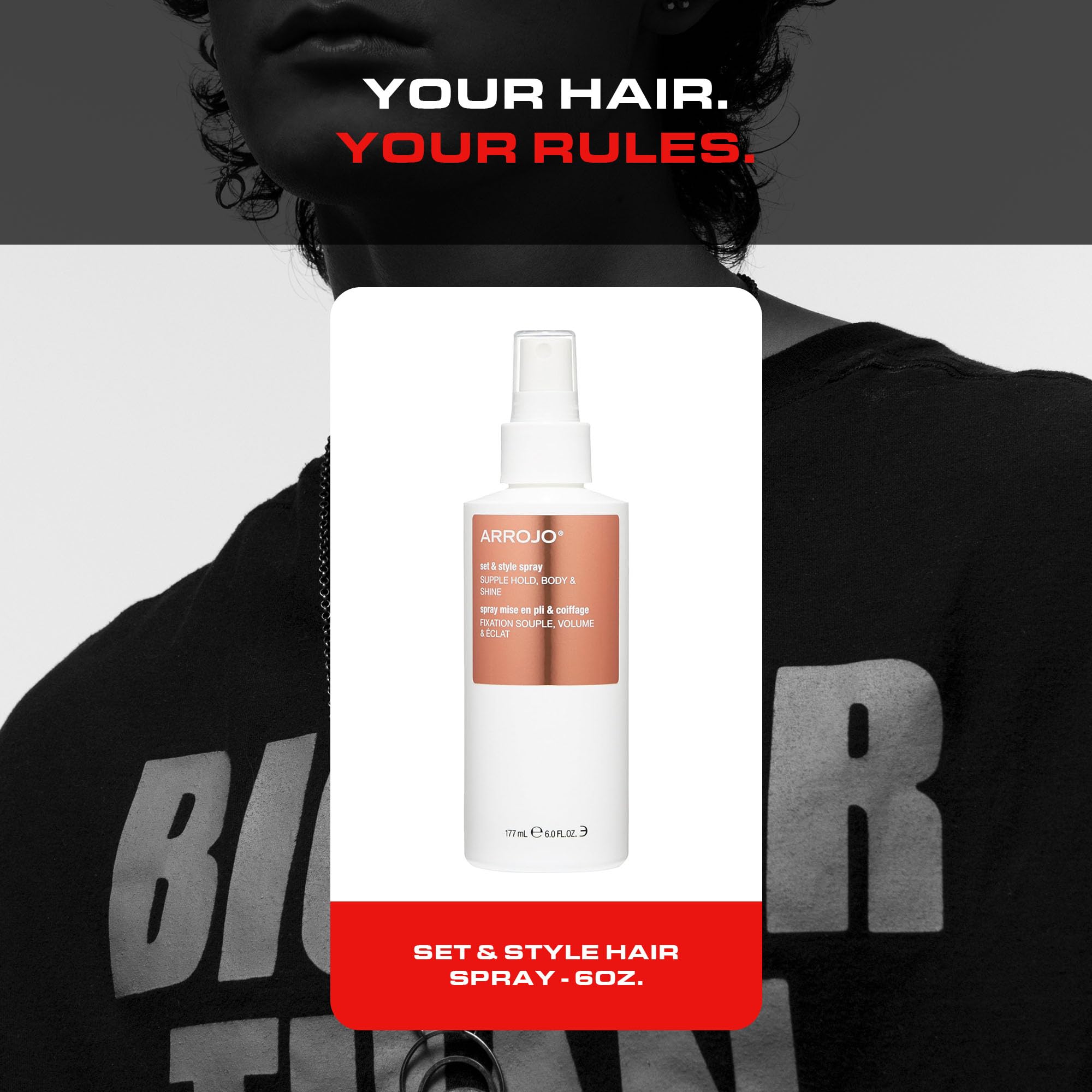 ARROJO Set & Style Hair Spray – Blow Dry Spray To Create Body, Shine, Hold – Hair Shine Spray For Blow-Drying -Hair Setting – Anti Frizz Hair Products To Fight Humidity (6 Oz)