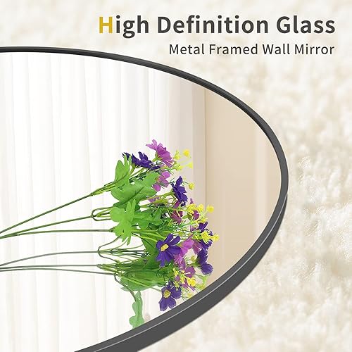 Miniatura 4 de Espejo redondo, espejos de pared con marco de metal negro de 48 pulgadas para baño, entrada
