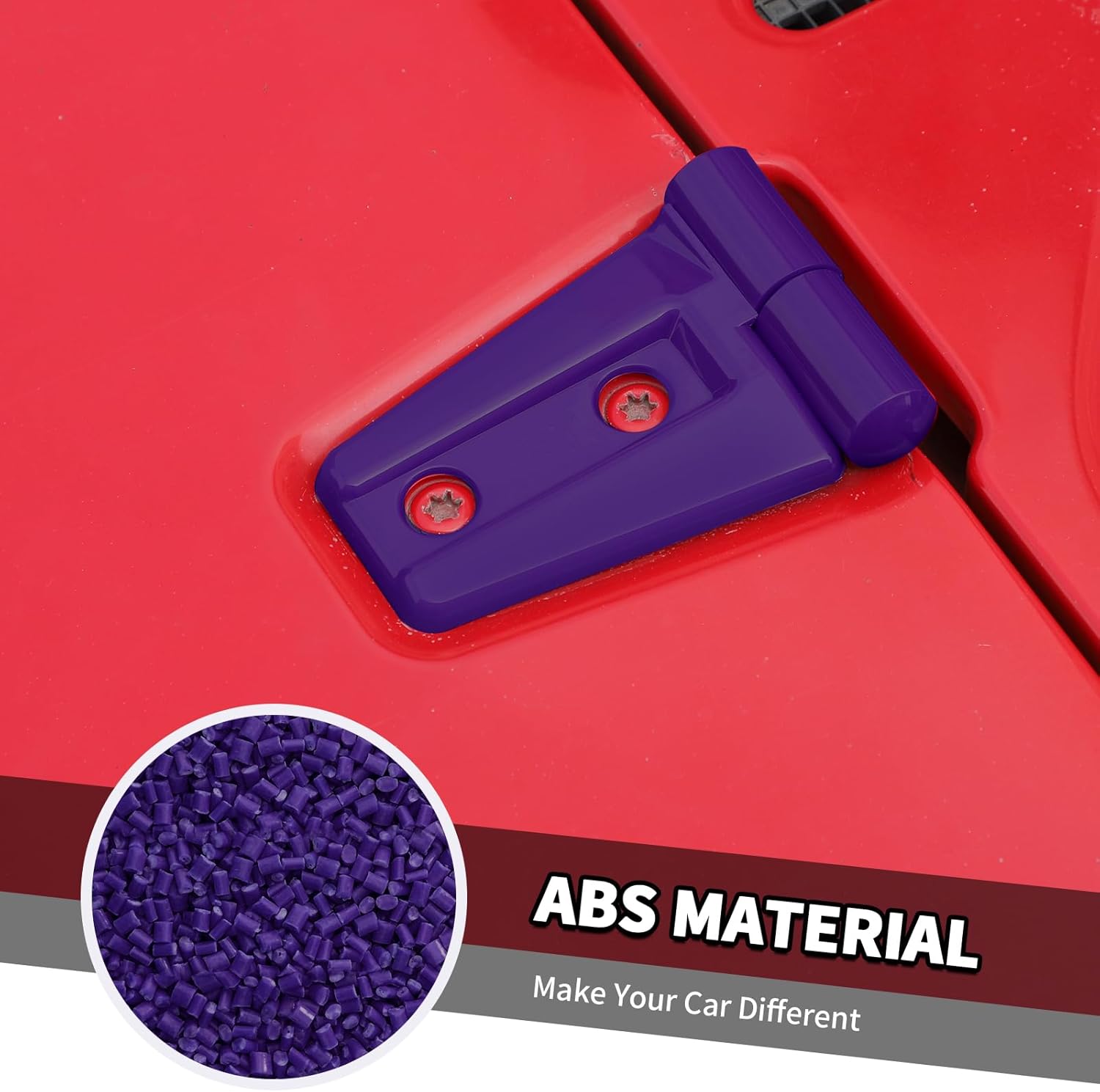 Jimen Fit for Jeep Wrangler JK JKU 2007-2018, 8PCS Hood Hinge Cover & Plastic Hood Bumper Caps Trim (Purple)