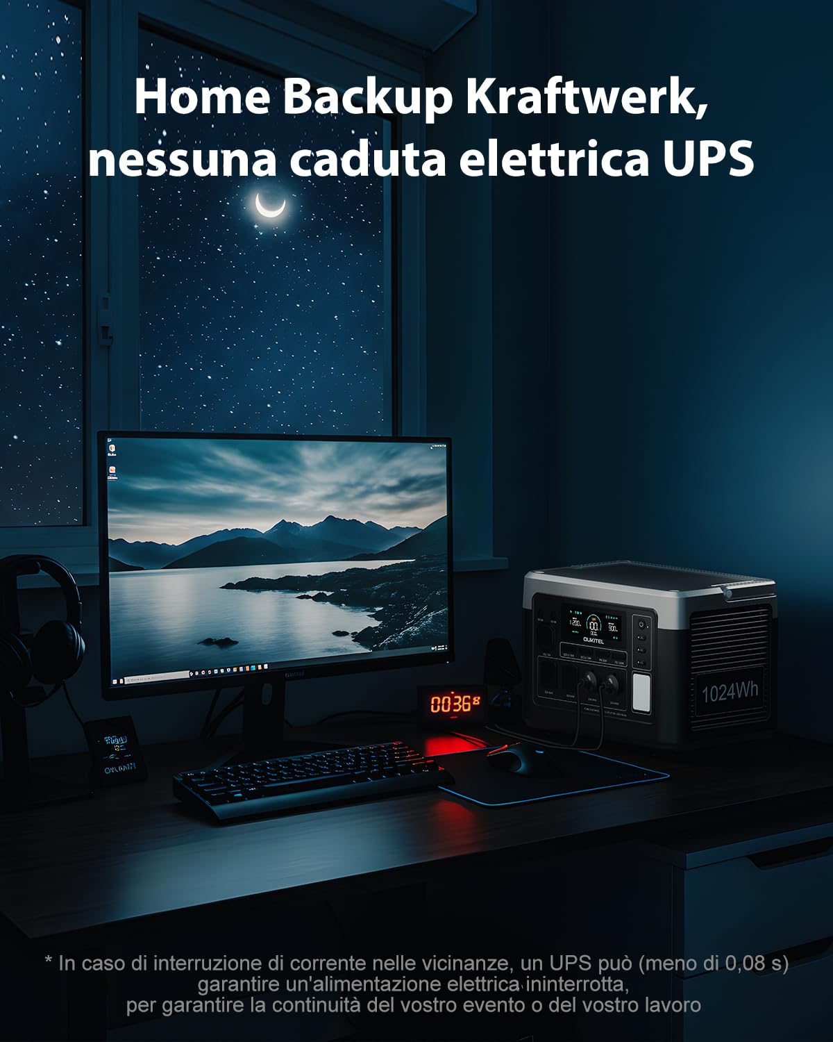 OUKITEL P1000 Plus Stazione Elettrica Portatile 1800W (3600W di Picco), Batteria 1024Wh LiFePO4 Generatore Solare, App Controllato, Di Alimentazione per Campeggio, Camper e Domestico