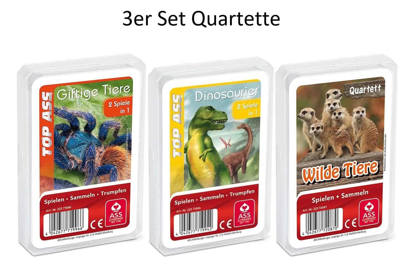 Ass Altenburger Set of 3 Quartet Games/Quartet Wildness Consisting of 1st Top Ass Dinosaur, 2nd Top Ass Wild Animals - Image 2