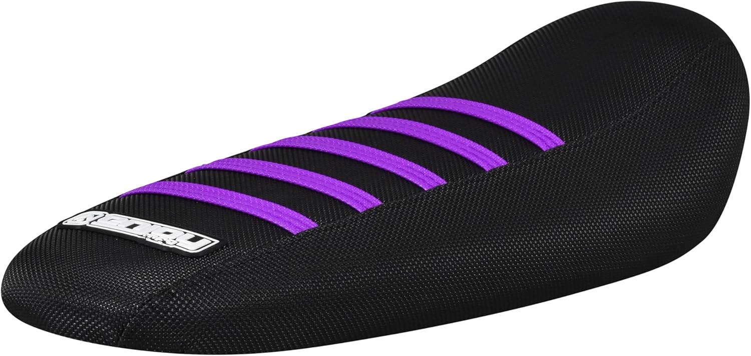 Enjoy Mfg Seat Cover - Compatible with Sur Ron SurRonshop Extended SEAT Sur-Ron Light Bee MX & X E-Bike #396 (Black/Color Rib) (All Black/Purple Ribs)