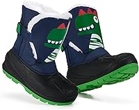 Vista 7 de MORENDL Botas de nieve de invierno para niños pequeños, impermeables, aisladas, de piel sintética, botas de senderismo para niños y niñas