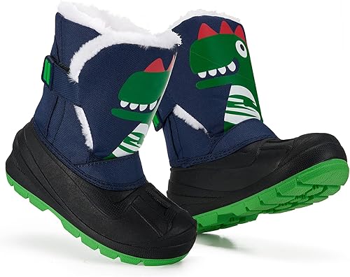 Miniatura 7 de MORENDL Botas de nieve de invierno para niños pequeños, impermeables, aisladas, de piel sintética, botas de senderismo para niños y niñas