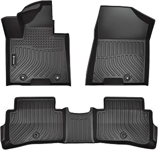 Findway F100 3D Car Floor Mat/Liner (TPE Rubber) for Kia Sportage 2017, 2018, 2019, 2020, 2021, 2022. All Weather, Digitally Measured, Waterproof, 3-Year Manufacturer's Warranty. 1st & 2nd Row -Black