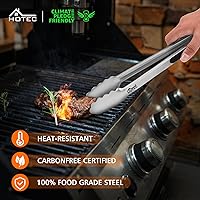 Vista 3 de Hotec - Pinzas de cocina de acero inoxidable (2 unidades, 9 - 12 pulgas / 23 y 30.5 cm, con cerradura de metal, agarre antideslizante), color negro