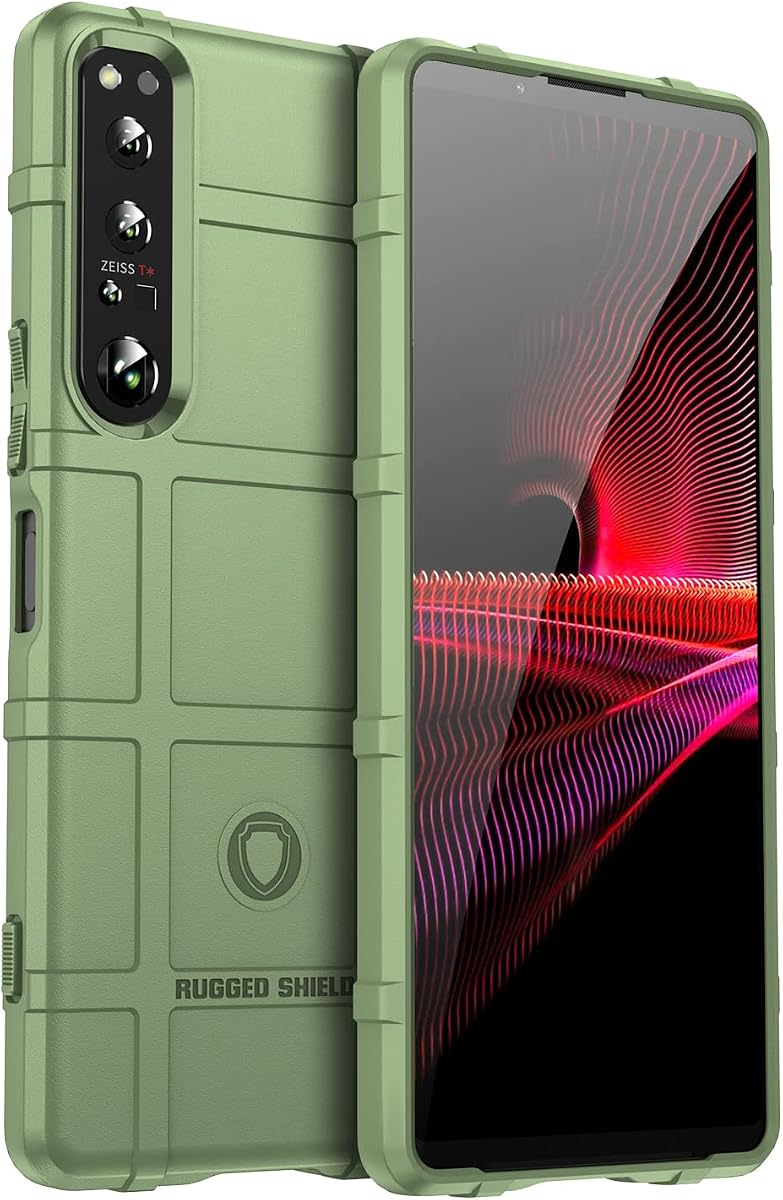 CCSmall Estuche para Sony Xperia 1 IV Protector resistente a los golpes HD Verde | Híbrido de TPU y PC texturizado con agarre antideslizante, pantalla elevada y bordes de cámara, estuche protector de grado militar