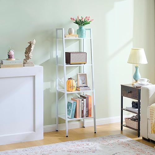 Miniatura 9 de Hoctieon - Estantería industrial de escalera de 4 niveles, estante de escalera estrecho, estantería alta de pie, estante de escalera abierto