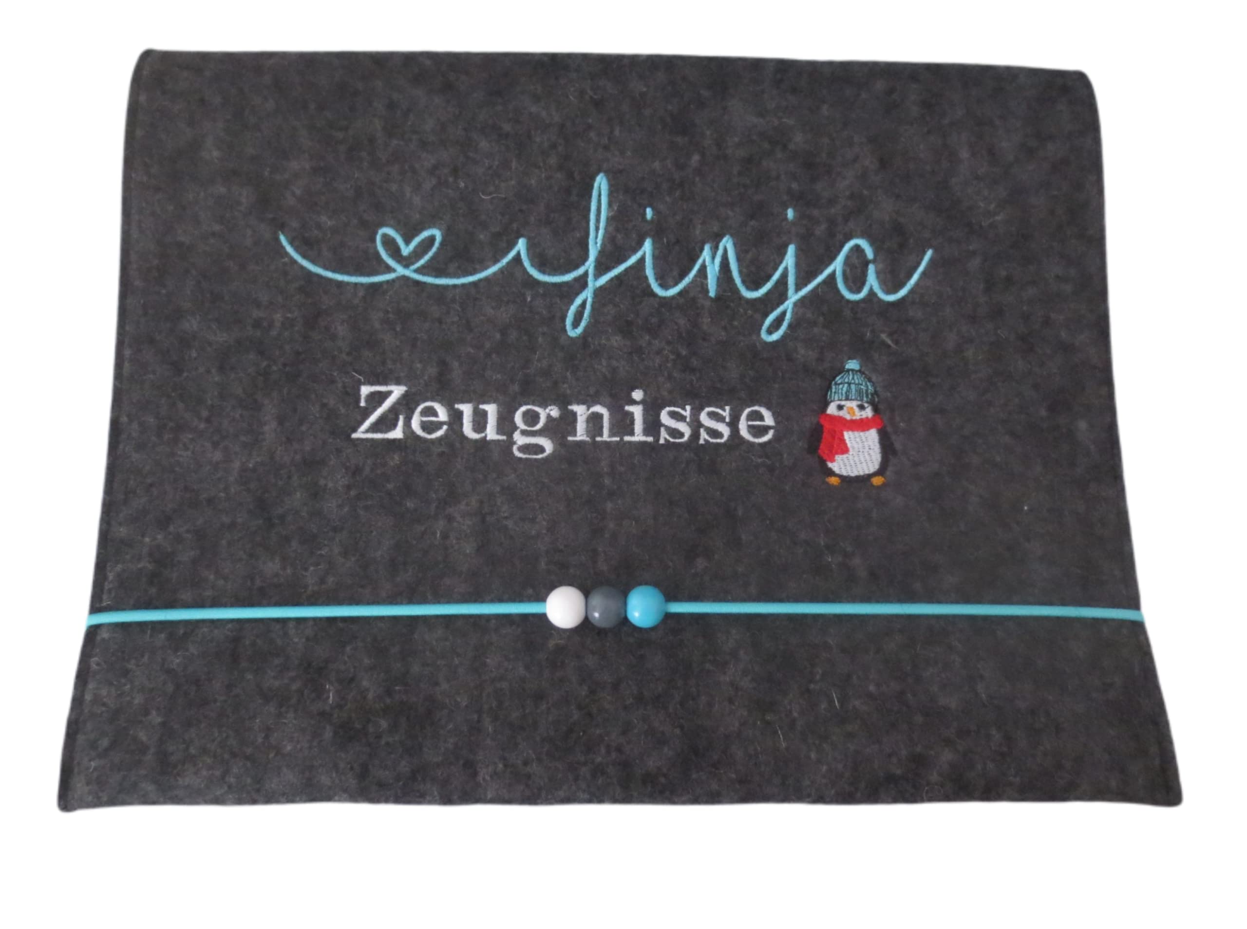 Zeugnismappe Wollfilz Mappe Zeugnisse DIN A4 Grundschule Schule"Pinguin"