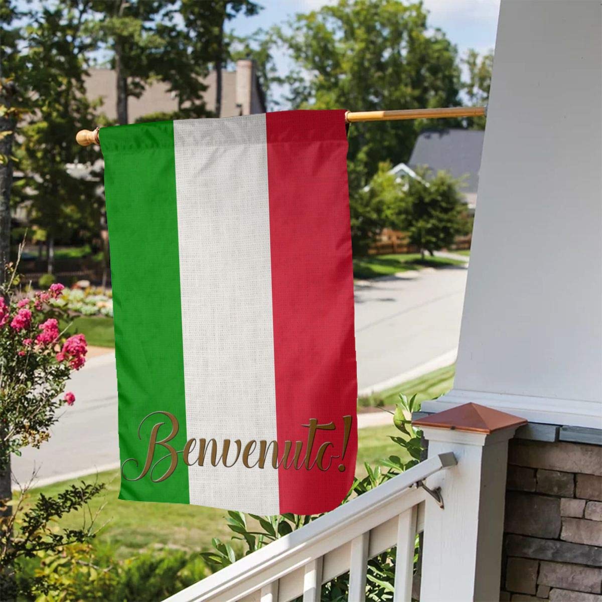 Vintage Italien-Flagge Gartenflagge – 30,5x45,7 Cm, Doppelseitig Bedruckt, Aus Jute, Wetterfest