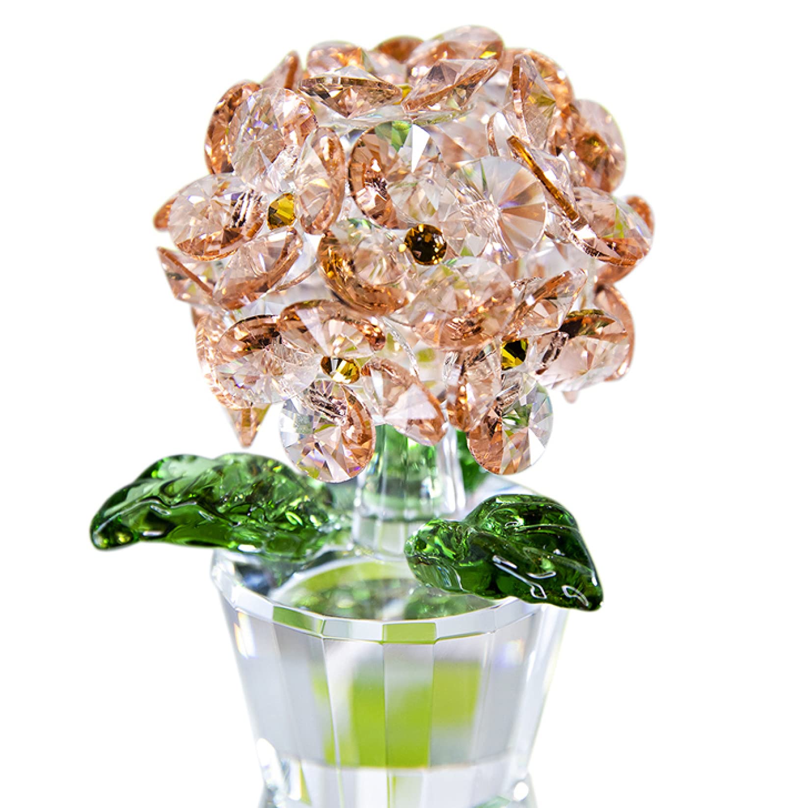 AOBRICON Crystal Hydrangea Flower Figurine Glass Floral Ornament Home Decor Table Centerpieces Souvenir Collectible Gift