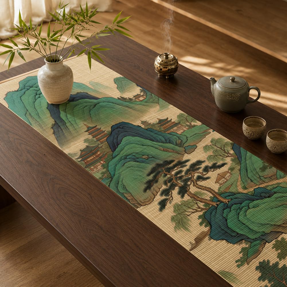 ANATTASOUL Mountain Bamboo Table Runner for Home Kitchen Decor(47.2"*11.8") — image 1