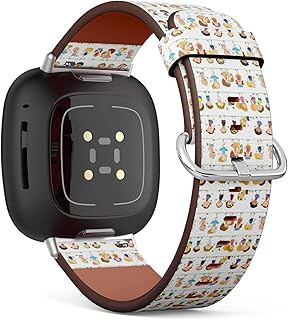 CJBROES Replacement Leather Watch Band, Compatible with Fitbit Versa 3 and Fitbit Sense of Wristband Bracelet Accessory - Children