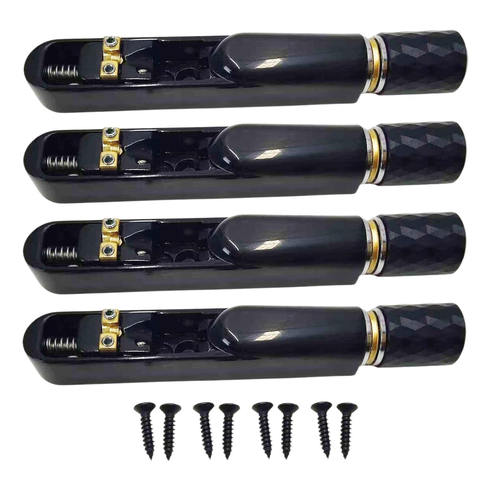 Juego puente y cordal para guitarra eléctrica sin clavijero. Piezas guitarra. Selleta individual con llave, Negro 4 Cuerdas