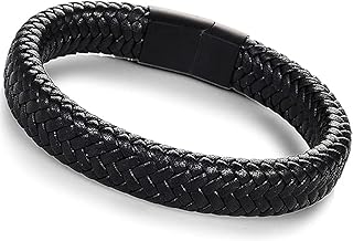 إسورة للرجال مصنوعة من الجلد، بلون أسود وتصميم عصري منسوج يدويا، مقاس واحد