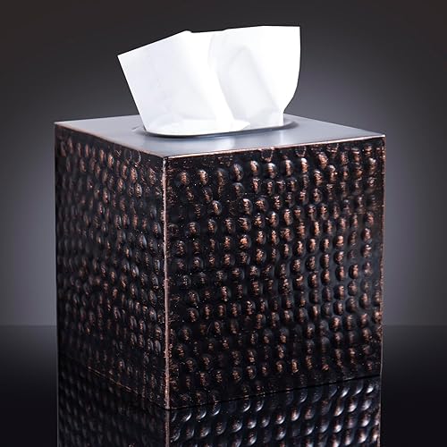 Miniatura 2 de Soporte cuadrado para caja de pañuelos, cajas de pañuelos de cubo negro, accesorios de baño, soportes decorativos de papel facial de bronce,