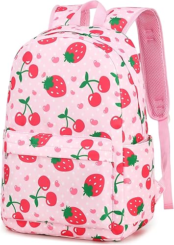 BTOOP Mochila para niños en edad preescolar para niños y niñas, mochila escolar de viaje de 15 pulgadas, para niños de 3 a 8 años, Fresa