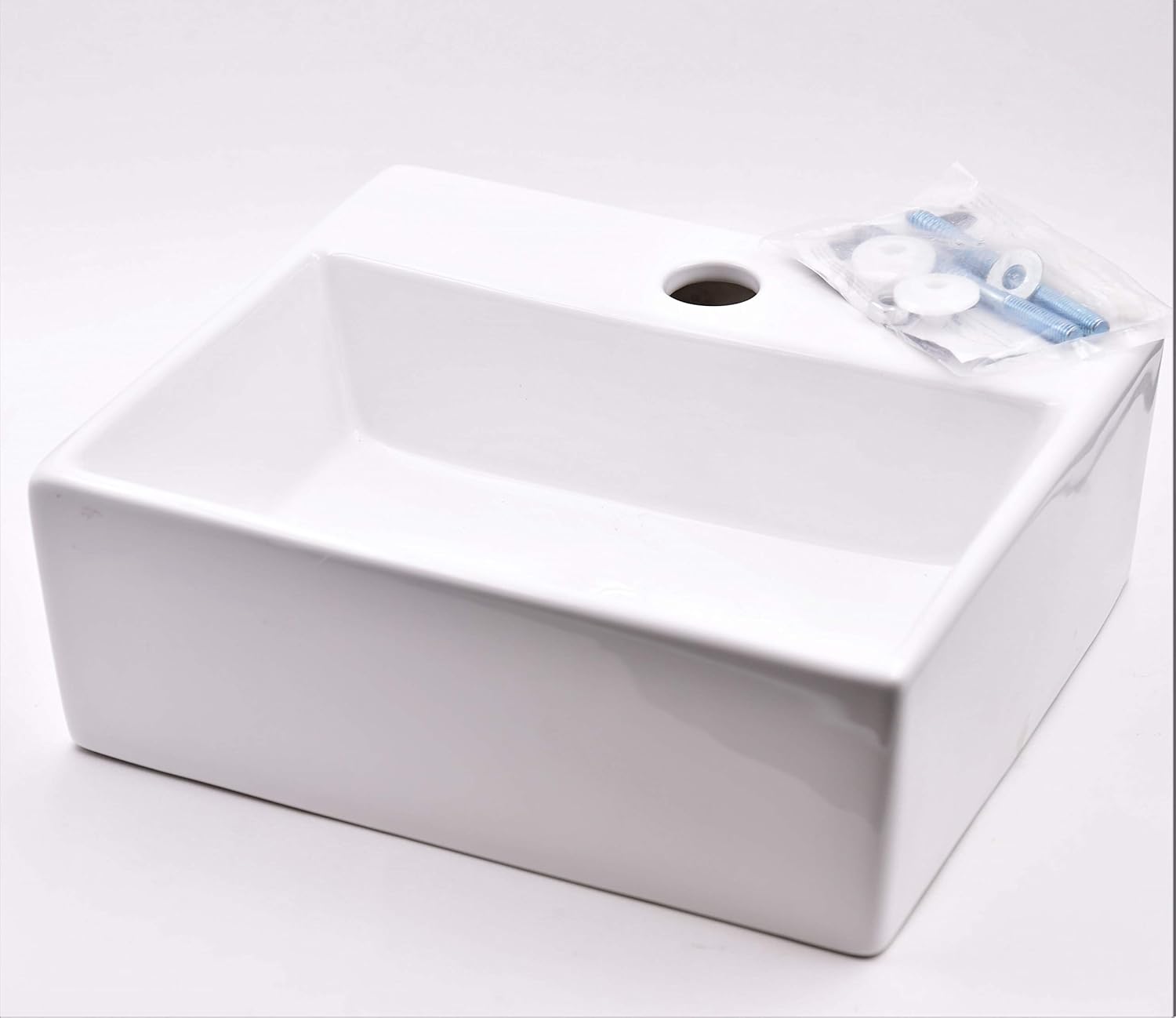 VROMA Square Cloakroom Wall Mounted Ceramic Basin (Fixing Kit Included