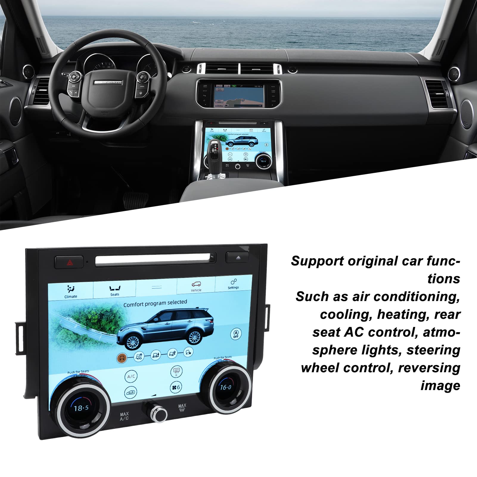 Touchscreen A/C per Auto, Sostituzione dello Schermo LCD Touchscreen AC da 10 Pollici, Accessori per Conversione Auto per Land Range Rover Sport L494 Dal 2013 Al 2017 (con Foro per Scatola CD)