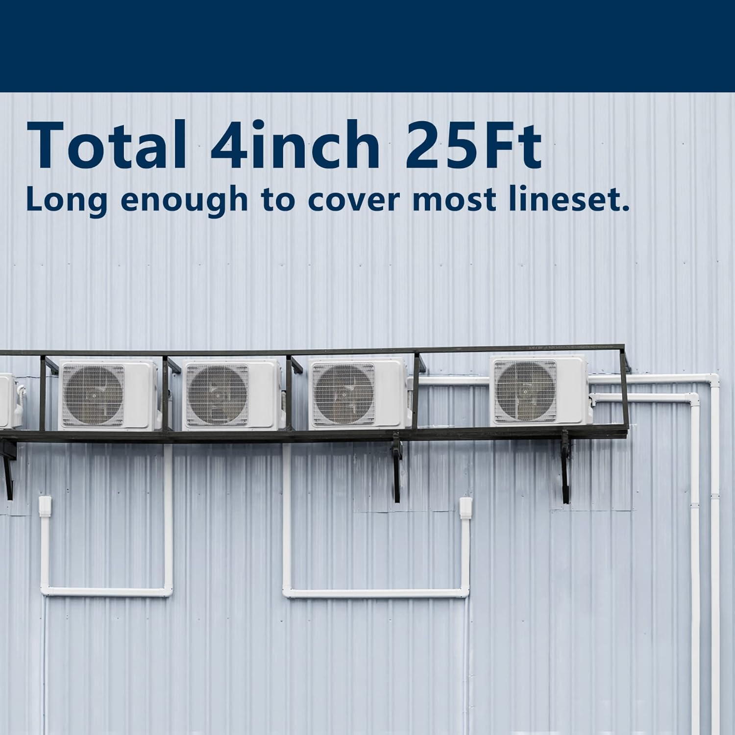 4" W 25Ft L Decorative PVC Line Set Cover Kit for Ductless Mini Split Air Conditioners,Heat Pumps Systems Decorative Tubing Cover