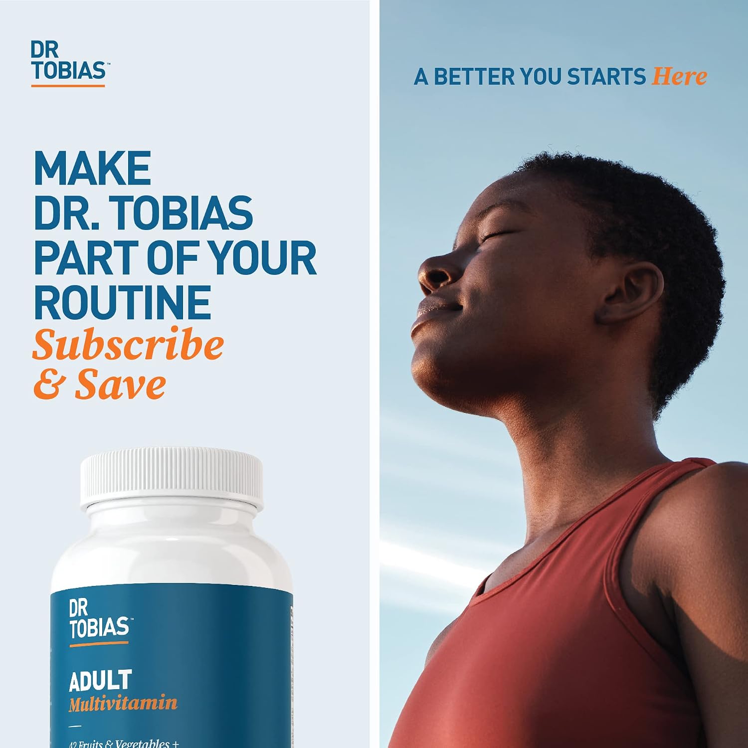 Dr. Tobias Adult Multivitamin for Women & Men, Energy & Immune Support from 42 Fruits & Vegetables Plus Probiotics, Comprehensive Daily Multivitamins for Men & Women, Non-GMO