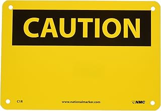 NMC C1R CAUTION Sign - 10 in. x 7 in., Rigid Plastic Signage with Black Print on Yellow Base