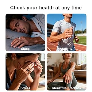 POBOVi Smart Ring for Women Men- Sleep/Fitness/Stress/Heart Rate Tracker- Menstrual Records - 7 Days Battery Life - Wireless Charging - No APP Subscription - iOS & Android Compatible(Rosegold, 12)