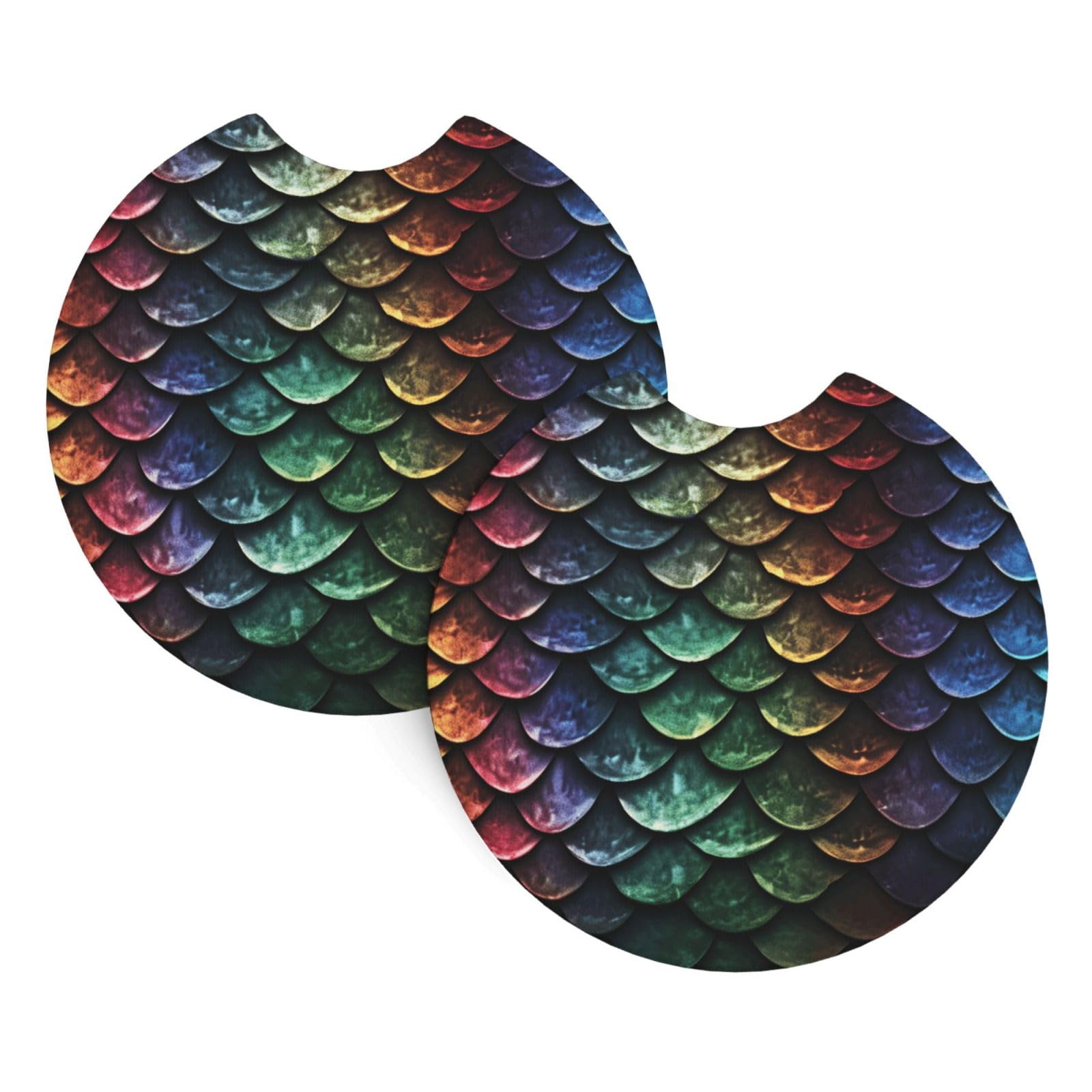 2PCS Car Coaster for Cup Holders Universal Auto Cup Mat Dragon Scale Cup Coaster Pad 2.7" Waterproof Neoprene Non-Slip Cup Holder Coasters Car Interior Accessories for Women Men