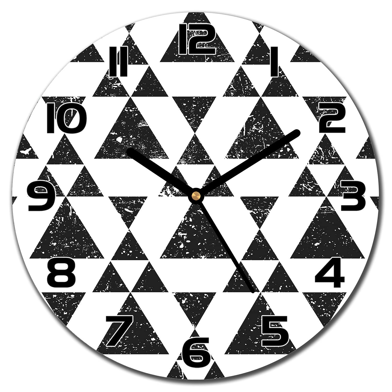 Horloge en verre Triangle Grunge - Horloge murale moderne salon cuisine 30cm