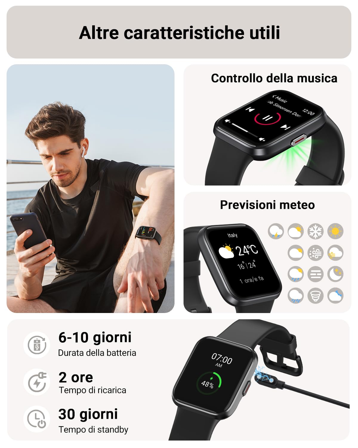 Tensky Smartwatch Uomo 1,85" Orologio Smart Watch Donna 3ATM con Chiamate, Alexa Integrata, 110+ Sport, Contapassi Monitoraggio Sonno SpO2 Frequenza Cardiaca per Samsung Android iOS
