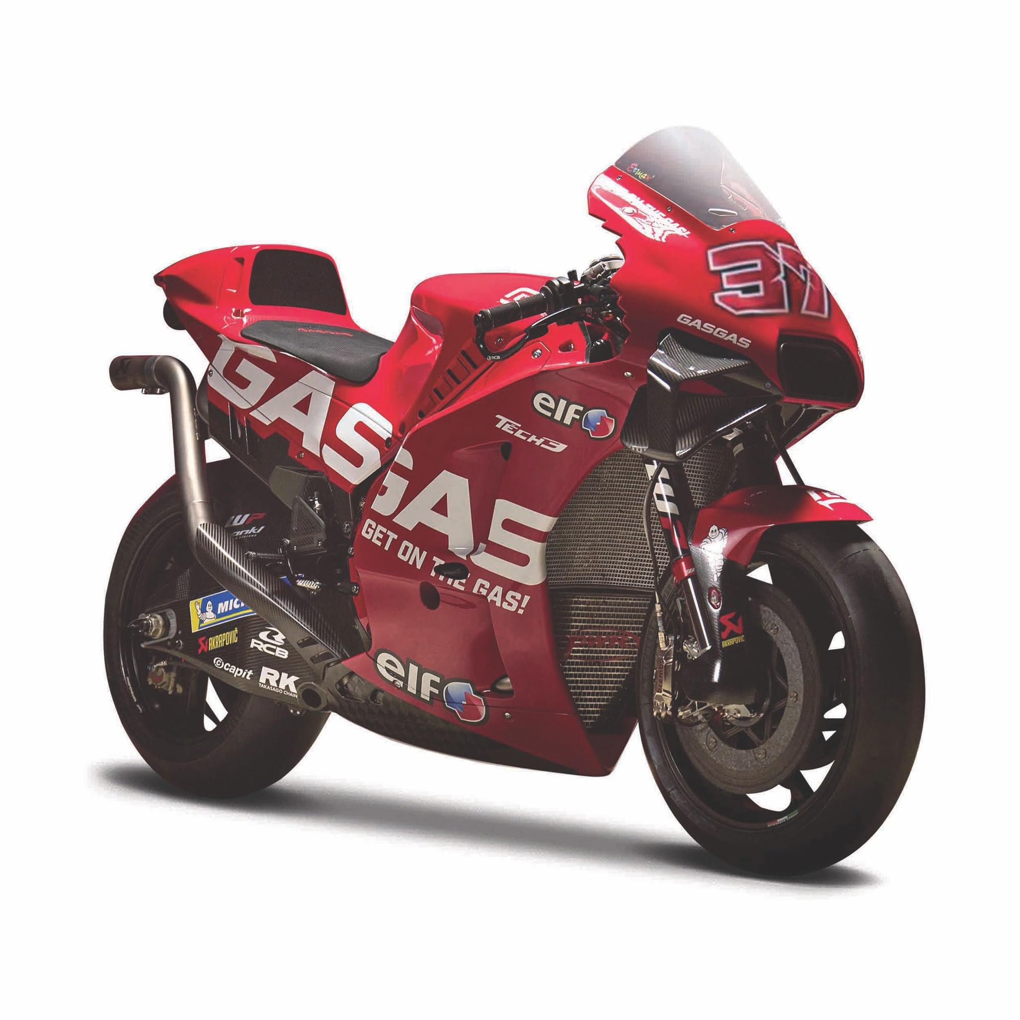 Maisto MOTORBIKE 2023 GASGAS FACTORY TECH3 (#37 FERNANDEZ) -1:18 Scale - Incredibly Detailed Die-Cast Replica Collectible Motorcycle Model, Multiple Colours