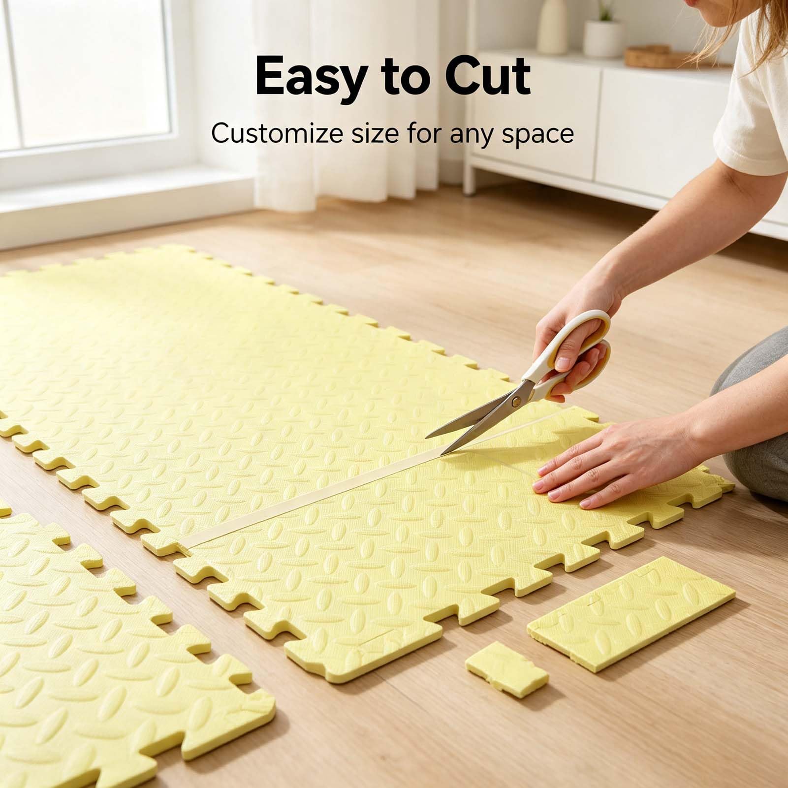 Tappeto Puzzle Eva 4 Pezzi, Tappetino Pavimento in Schiuma Fitness Sport Yoga Ginnastica, Materassino Tatami Ad Incastro per Allenamento, Ammortizzazione E Installazione Facile