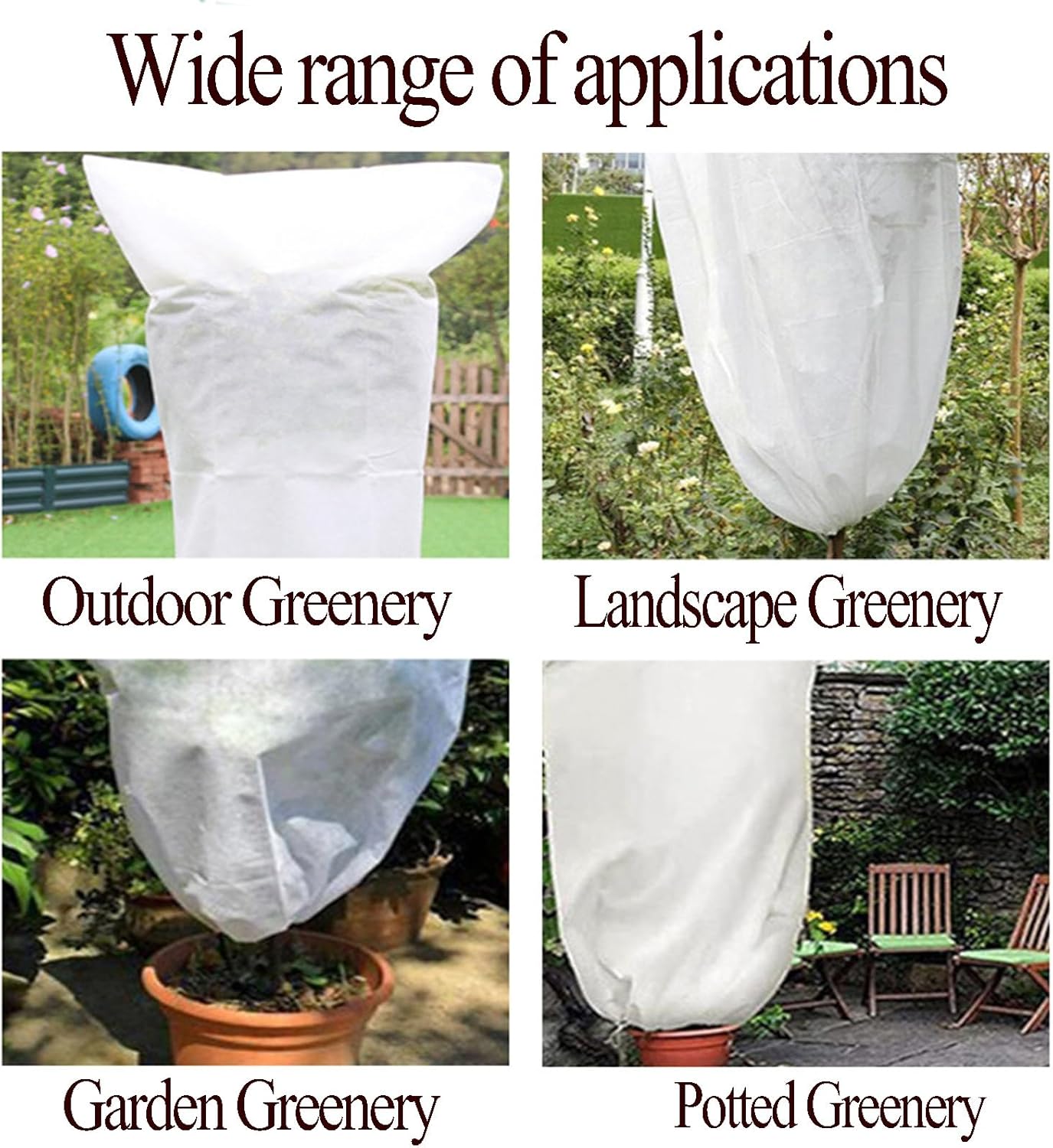 5-Piece Plant Frost Protection Cover Set, Tree Cover with Drawstring and Zipper, Outdoor Plant Frost Blanket(31x39in)