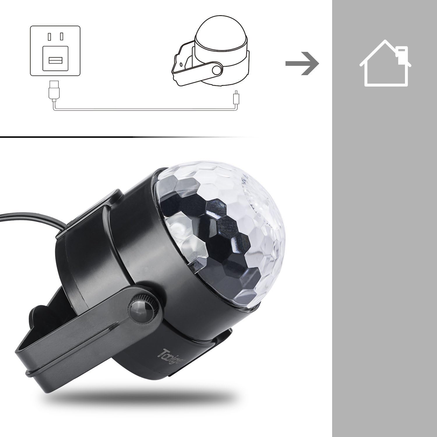 Party Lights Disco Ball Tabiger Disco Lights DJ Light Sound Activated Strobe Light 3W 7 Colors Stage Lights Xmas Karaoke Disco Ball Light for Kids Birthday Home Party Club Pub Wedding with Remote