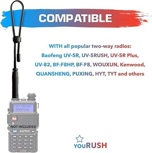 Miniatura 2 de Antena Ham Radio UV5R compatible con Baofeng UV-5R, UV-82, BF-F8HP. Antena táctica plegable 18.7 SMA conector hembra de doble banda VHFUHF para